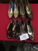 Box Containing Four Pairs of Asian Style Shoes (Assorted Colourways and Sizes)