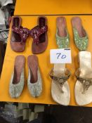 Box Containing Four Pairs of Asian Style Shoes (Assorted Colourways and Sizes)