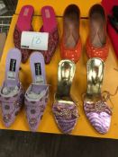 Box Containing Four Pairs of Asian Style Shoes (Assorted Colourways and Sizes)