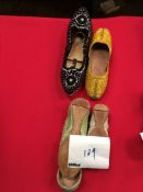 Box Containing Four Pairs of Asian Style Shoes (Assorted Colourways and Sizes)