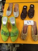 Box Containing Four Pairs of Asian Style Shoes (Assorted Colourways and Sizes)