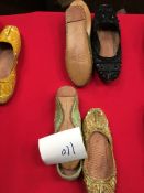 Box Containing Four Pairs of Asian Style Shoes (Assorted Colourways and Sizes)