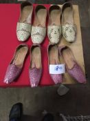 Box Containing Four Pairs of Asian Style Shoes (Assorted Colourways and Sizes)