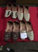 Box Containing Four Pairs of Asian Style Shoes (Assorted Colourways and Sizes)