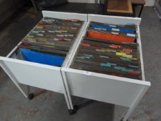Two Metal Filing Drawers on Wheels