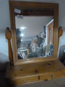 Small Pine Framed Dressing Table Mirror with Two D
