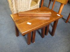 Oak Square Legged Nest of Three Tables