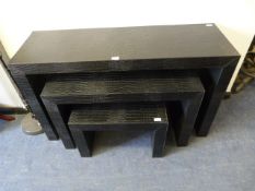 Set of Three Graduating Black Faux Crocodile Skin