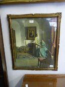 Gilt Framed Victorian Print - The Sampler