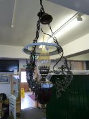 Dutch Style Brass & Wood Ceiling Lamp