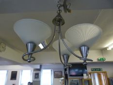 *Chrome & Glass Three Branch Ceiling Light