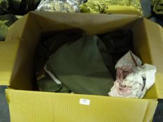 Box Containing Camouflage and Green T-Shirts and S