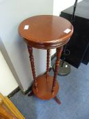 Mahogany Plant Stand with Barley Twist Supports
