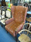Floral Upholstered Winged Highback Armchair