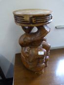 Carved Wood Elephant Stool