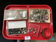Tray Lot of Costume Jewellery and Hat Pins