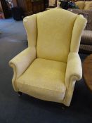 Light Brown Upholstered Wingback Armchair