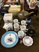 Commemorative Mugs, Plate, Brass Kettle, etc.