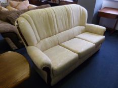 Light Brown Floral Upholstered Three Seat Sofa