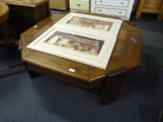 Hexagonal Oak Coffee Table with Tiled Top