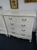 White Painted Two over Three Chest of Drawer with