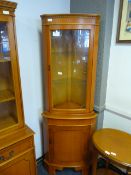 Walnut Corner Display Unit with Cupboard Under