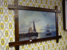 Large Pine Framed Print - Riverside Harbour Scene