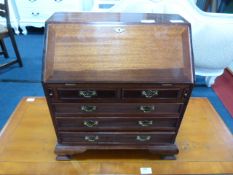 Mahogany Miniature Bureau with Fitted Interior