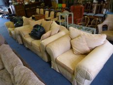 Brown Patterned Three Piece Suite; Two Two Seat So