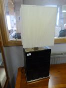 Large Leather & Chrome Table Lamp with Shade