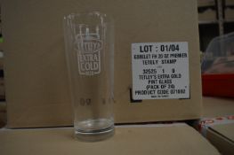 Three Boxes Containing 24 Tetley's Extra Gold Branded Glasses