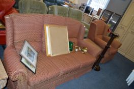 Terracotta Diamond Patterned Suite Three Seat Sofa