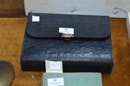 Crocodile Leather Cased Travel Vanity Set