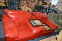 Pair of Red Leather Armchairs