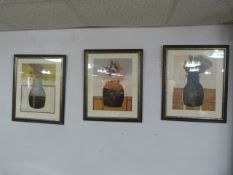 Set of Three Framed Prints - Flowers in Vases