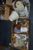 Three Boxes of Kitchenware; Cutlery, Coffee Pot, M