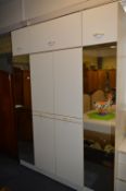 White Melamine Wardrobe Unit with Mirrored Doors