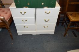 Pair of White Three Drawer Bedside Cabinet