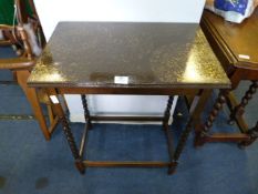 Oak Occasional Table on Barley Twist Legs with Pai