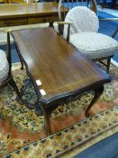 Mahogany Inlaid Coffee Table on Cabriole Legs