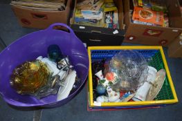 Storage Box & Plastic Bucket Containing Cake Stand