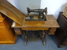 Oak Cased Singer Sewing Machine Table