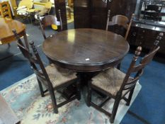 Oak Circular Extending Dining Table on Pedestal Ba