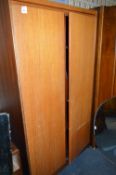 Teak Two Door Wardrobe with Fitted Shelf Interior