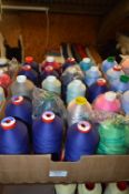 Box Containing Twenty Spools of Polyester Thread (Mixed Colours)