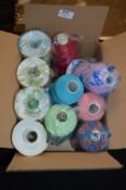 Box Containing Mixed Spools of Polyester Thread
