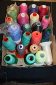 Box Containing Mixed Spools of Polyester Thread