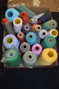 Box Containing Mixed Spools of Polyester Thread