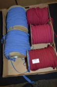 Two Rolls of Blue and Three Roll of Maroon Lace Lingerie Trim