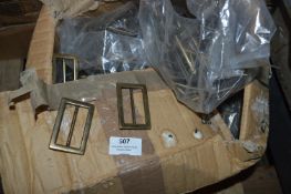 Box Containing Assorted Antique Brass Belt Buckles